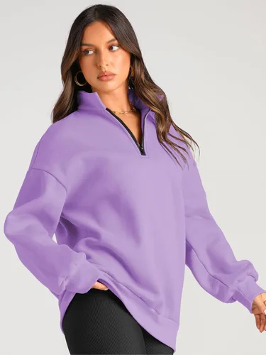 Miniatura 3 de Trendy Queen Womens Oversized Sweatshirts Hoodies Half Zip Pullover Fall Fashion Outfits 2024 Y2k Clothes