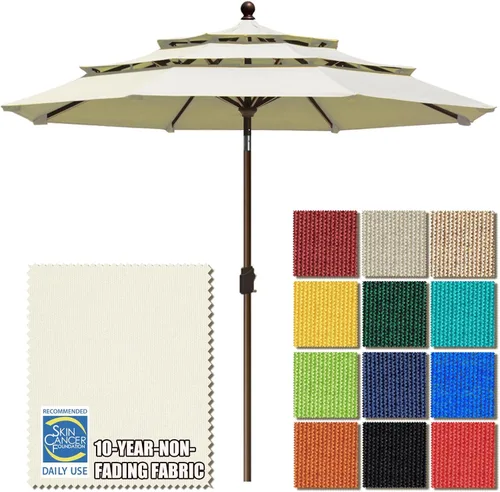 Miniatura 49 de EliteShade USA Sombrilla de Mercado de 10 Años Sin Decoloración de 9 Pies 3 Niveles Sombrilla de Patio Sombrilla de Mesa para Exteriores con Beige