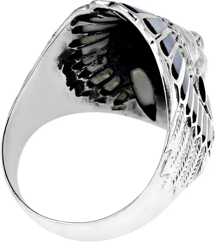 Miniatura 2 de Anillo de plata de ley 925 de AeraVida Nativo Americano y Onyx Negro de Imitación