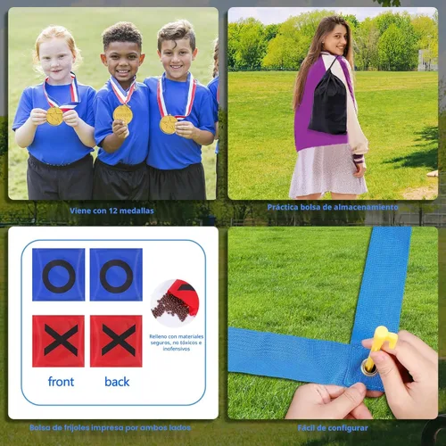 Miniatura 6 de CWLAKON Juego de Lanzamiento de Pufs Gigante al Aire Libre Tic Tac Toe para Niños, Adultos y Familia, Gran Juego de Patio al Aire Libre para Césped