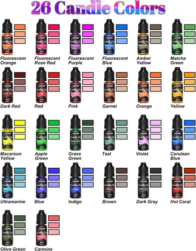 Miniatura 2 de FansArriche Tinte para velas - 26 colores de tinte líquido a base de aceite para cera de vela, color de vela vívido para fabricación de velas DIY
