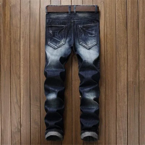 Miniatura 3 de AITITIA Jeans de corte recto lavado con cremallera para hombre