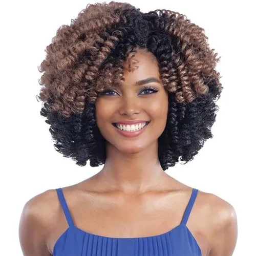 Miniatura 25 de MIMAN - 3 paquetes de trenzas de cabello rizado corto a crochet de 10 pulgadas, extensiones de trenzado sintético de 6 mm para peinado de mohawk