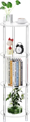 Miniatura 12 de Mesa auxiliar redonda de acrílico transparente para espacios pequeños, 11.81 pulgadas de largo x 11.81 pulgadas de ancho x 19.82 pulgadas de alto