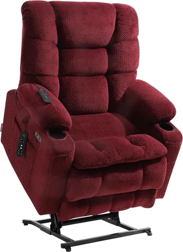 Miniatura 12 de EONIX Sillón reclinable Lay Flat Power Lift con calor y masaje, silla eléctrica de elevación de doble motor para ancianos para recuperación Gris