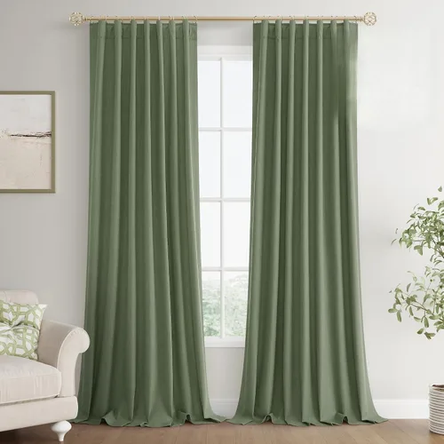 Miniatura 39 de Joywell 2 cortinas opacas 100%, lino, beige natural, trabillas traseras/cinta con ganchos, aislantes, de dormitorio, comedor, sala, puerta corrediza