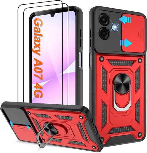 Miniatura 141 de ATUMP Funda para T-Mobile Revvl V Plus 5G con protector de pantalla HD con cubierta de cámara deslizante, soporte de anillo de rotación de 360° Negro