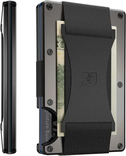 The Ridge - Cartera de bloqueo RFID de metal estilo minimalista con correa para dinero talla única