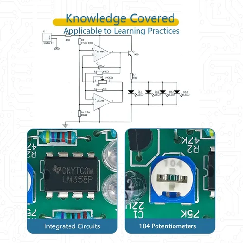 Miniatura 5 de EI Luz de respiración electrónica Kit de práctica de soldadura LED Kit de montaje Electrónico Kit de soldador Componente electrónico Ingeniería