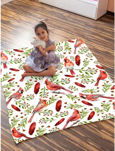 Miniatura 6 de Manta de Aves Cardinal, de Franela Suave y Ligera, de Forro Polar, para Sofá, Cama, Práctica para Regalo, Tamaño Mediano-Adolescente