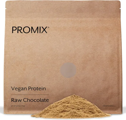ProMix Nutrition Proteína vegana en polvo a base de plantas, chocolate crudo, proteína de guisante y vitamina B-12 - Batidos de fitness y nutrición