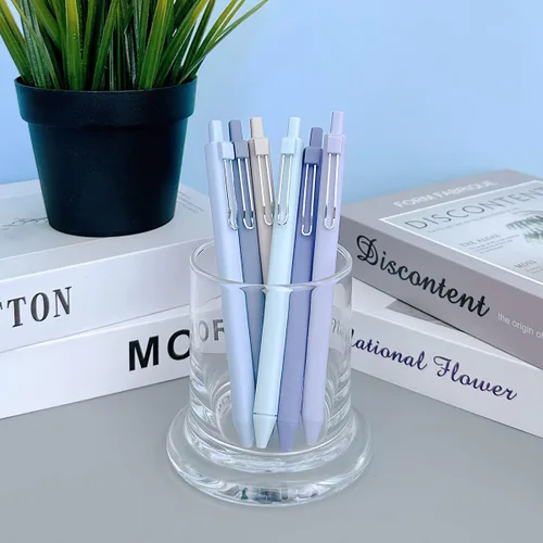 Miniatura 5 de allydrew Bolígrafos retráctiles de gel de tinta negra, punta fina de 0.020 in, suministros de papelería para el hogar y la oficina (juego de 6), Azul