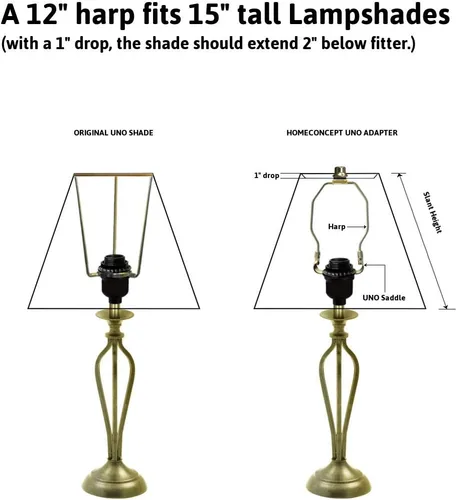 Miniatura 2 de El adaptador Slip UNO convierte tu pantalla de lámpara de 16 pulgadas de alto para adaptarse a la base de lámpara Slip UNO