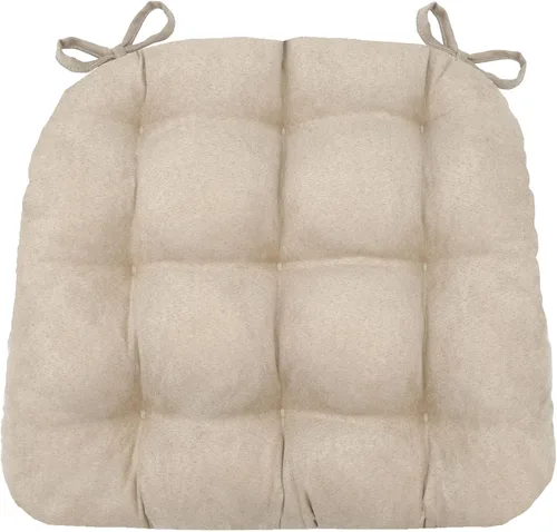 Miniatura 26 de Barnett Almohadilla para silla de comedor con lazos. Gamuza microfibra, microgamuza, reversible, relleno de espuma de látex, se puede lavar a Negro