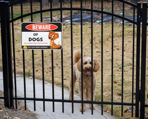 Miniatura 7 de Venicor Cartel divertido de Beware of Dogs – 8 x 12 pulgadas – Aluminio – Regalo para los amantes de los perros – Arte de pared de perros – Cosas