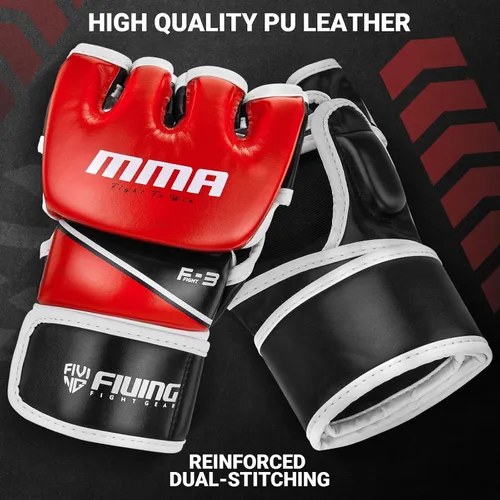 Miniatura 4 de Guantes MMA para hombres y mujeres, guantes de boxeo para saco de boxeo, sparring, entrenamiento, muay thai, artes marciales, guantes de medio Rojo