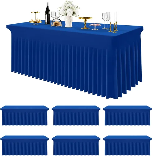 Miniatura 17 de Smiry Mantel de Spandex Paquete de 6, Mantel Elástico Ajustable Extensible para Mesas Rectangulares de 4 Pies, Cubierta de Mesa Impermeable Lavable