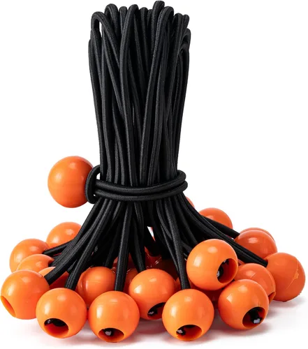 Miniatura 11 de Paquete de 30 cuerdas elásticas con bola, cuerdas elásticas resistentes de 4 pulgadas, lona de toldo con bolas elásticas para amarre de dosel