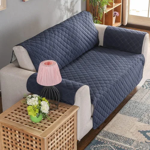 Miniatura 12 de vctops Funda acolchada de doble protección, 100 % impermeable, funda antideslizante para sofá de 2 plazas, protector reversible de muebles para Gris