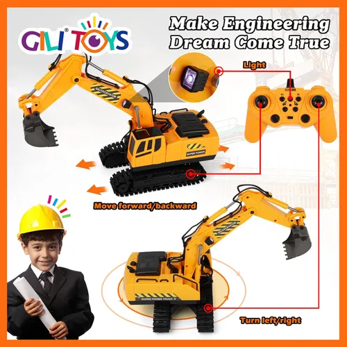 Miniatura 4 de RC Toys Construction Excavator Car: regalo de cumpleaños para niños y niñas de 4, 5, 6, 7, 8, 9 años o más, juego de vehículos de arena para niños
