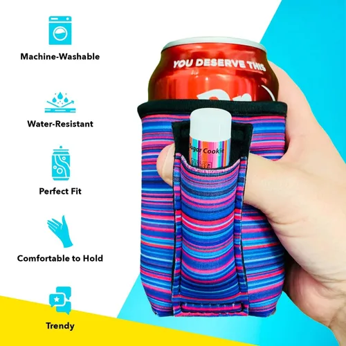 Miniatura 5 de Lit Handlers - Mango de lata de soda, fundas enfriadoras de latas de 12 onzas, material de neopreno para cerveza, refrescos y otras bebidas, Negro
