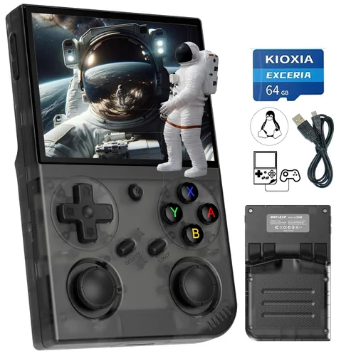 Consola de juegos retro G350, sistema Linux RK3326 G350, consola de juegos portátil incorporada 64G TF Card 4371, pantalla IPS de 3.5 pulgadas,