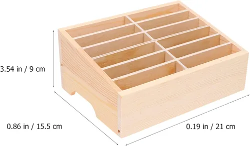 Miniatura 3 de SEWACC Caja de almacenamiento para teléfono celular, 3 unidades, 12 rejillas, soporte de madera para teléfono celular, organizador de escritorio