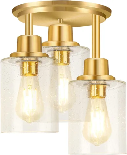 Miniatura 14 de ROTTOGOON Lámpara de Techo Semiempotrada, Accesorios de Luz de Techo de 3 Luces Cerca del Techo, Accesorios de Luz de Cocina Negro Mate