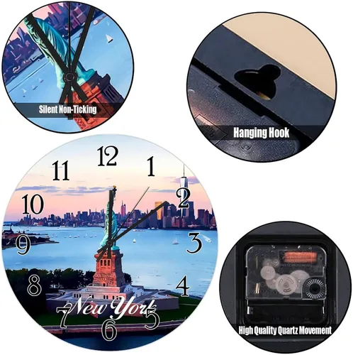 Miniatura 6 de Reloj de pared decorativo de madera de la ciudad de Estados Unidos, Nueva York, Ciudades en los Estados de Nueva York, relojes de regalo