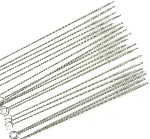 Honbay Cepillos limpiadores de pajillas, mango de acero inoxidable con cerdas de nailon, limpiador de tubos delgados de nailon, paquete de 20