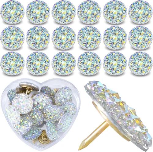 Miniatura 8 de PAGOW 20 tachuelas para pulgares decorativos con diamantes de imitación de cabeza redonda jumbo, brillantes de cristal, brillantes, brillantes