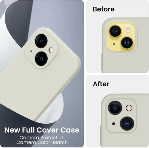 Miniatura 3 de FireNova Funda diseñada para iPhone 14, funda de silicona mejorada [protección de cámara] con [2 protectores de pantalla], forro interior de Piedra