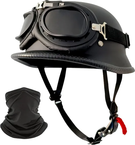 Casco de motocicleta de estilo alemán, casco de media carcasa con diseño de calavera, casco para adultos hombres y mujeres, casco de media carcasa,