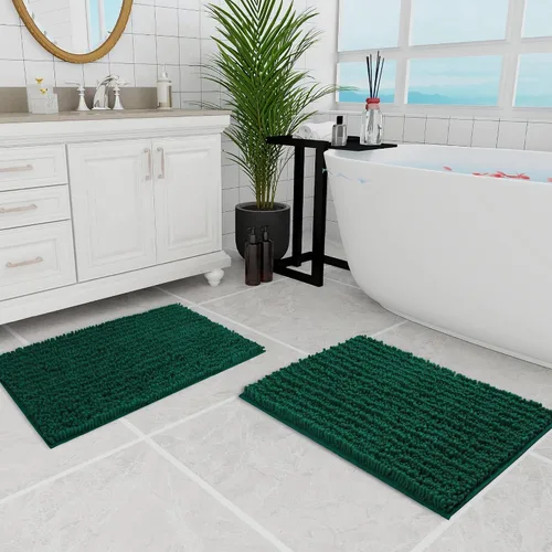 Miniatura 56 de Walensee Alfombra de baño antideslizante (24x17 pulgadas, rosa polvoriento) absorbente de agua, súper suave, lanuda de felpilla, lavable a máquina