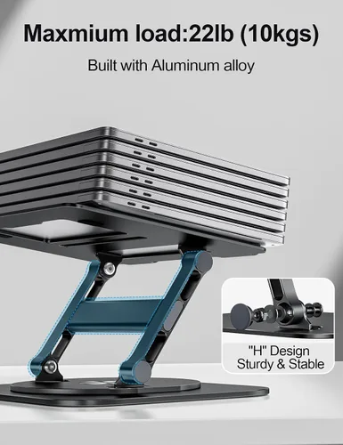 Miniatura 2 de MCHOSE Soporte para laptop, diseño en H, soporte de computadora estable, elevador ergonómico para laptop con base giratoria de 360°, compatible