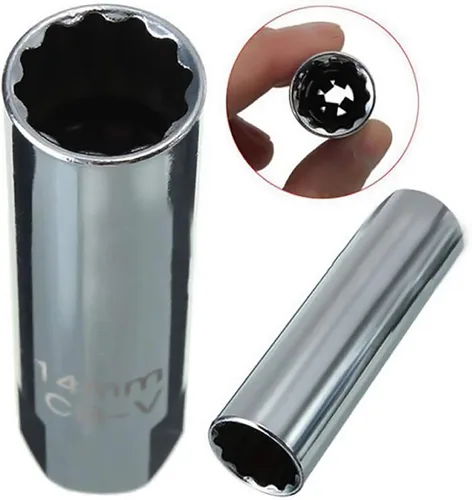 Miniatura 2 de Herramienta de extracción de llave de bujía, pared delgada, 12 ángulos, 0.551 in, 3/8 pulgadas, adecuada para BMW Mini Nissan, etc. 12 puntos 0.551