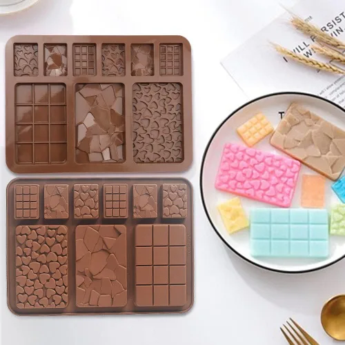Miniatura 5 de Moldes de silicona para chocolate Break Apart, moldes de barra de chocolate, moldes caseros de proteínas y barras energéticas, 5 paquetes
