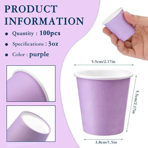 Miniatura 2 de Paquete de 100 tazas de papel de 3 onzas, tazas desechables para el baño, tazas de papel para enjuague bucal, tazas para aperitivos, tazas de café