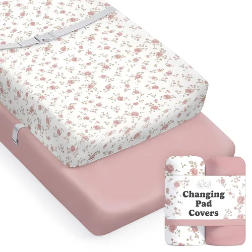 Miniatura 32 de Sábanas de cuna neutrales – Sábanas bajeras para cuna de bebé niña y niño – Paquete de 2 colchones estándar y niños pequeños – Mezcla de algodón