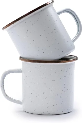 Miniatura 2 de Barebones Juego de 2 tazas de café esmaltadas de 16 onzas, taza de campamento con borde de acero inoxidable