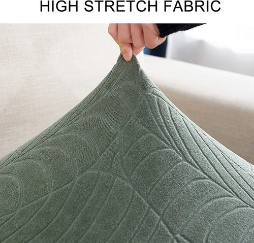 Miniatura 4 de Fundas de cojín elásticas para sofá, funda de cojín para asiento de sofá, diseño de hojas jacquard, protector de muebles para sofá seccional Beige