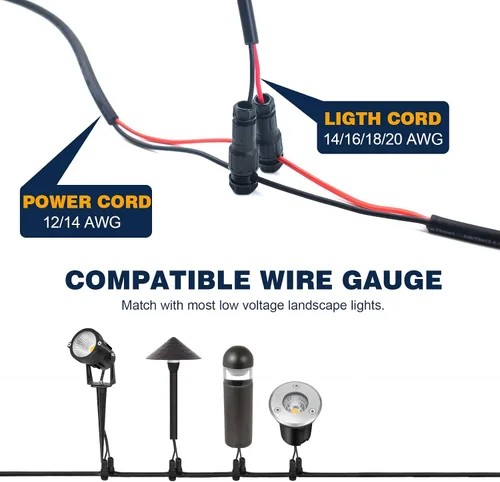 Miniatura 5 de Paquete de 12 conectores de cable de bajo voltaje calibre 12-20, conectores de cable Fastlock de repuesto, focos de paisaje, conector de cable al