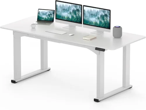 Miniatura 11 de SANODESK Escritorio de pie de 4 patas, escritorio eléctrico ajustable en altura con ajustes preestablecidos de memoria para oficina en casa, Blanco