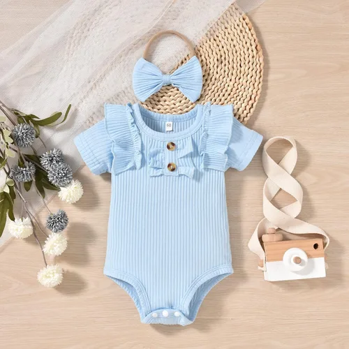 Miniatura 43 de Aalizzwell Body de manga corta para bebé niña con pantalones cortos acanalados