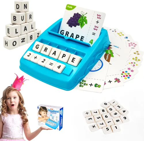 Miniatura 7 de Juego de cartas a juego para niños, juguetes educativos 2 en 1, ortografía y lectura del alfabeto, tarjetas didácticas de aprendizaje de Azul