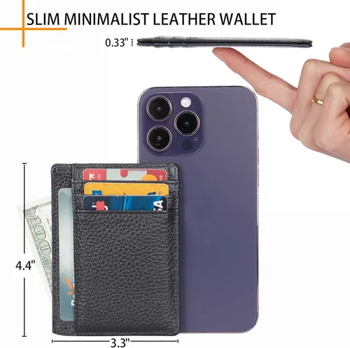 Miniatura 5 de LinsCraft Pequeñas carteras de bolsillo con bloqueo RFID para hombres y mujeres