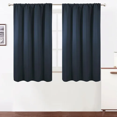 Miniatura 111 de LEMOMO Cortinas opacas negras para cocina, 42 x 45 pulgadas, juego de 2 paneles de cortinas opacas con bolsillo para cortinero para ventana pequeña