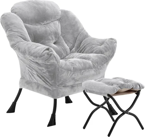Miniatura 23 de Youtanic - Silla de Tela de Terciopelo Grueso y Acolchado, Cómoda Silla de Estar Contemporánea con Marco Estable, Sillón de Sofá de Ocio