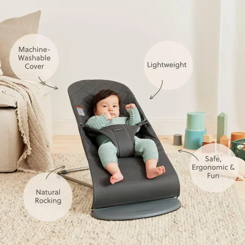 Miniatura 2 de BabyBjörn Bouncer Bliss, Antracita, Tejido, Colchón Clásico Asiento Ajustable de Mecedora de Bebé 2-en-1 y Silla para Niños Pequeños, de Recién