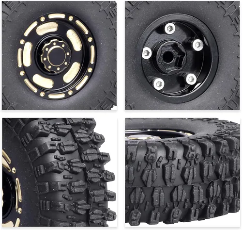 Miniatura 8 de HobbyPark Ruedas y neumáticos Beadlock de latón 1.0 para piezas de actualización TRX4M 1/18 SCX24 1/24 RC 1/18, juego de 4 (tipo A)